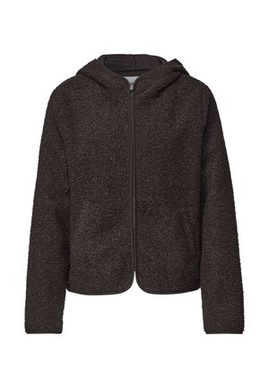 Street One, TEDDY JACKET WITH HOOD AND POCKETS - Veste polaire - black coffee