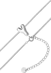 Pulsera de cadena de plata con un colgante en forma de "Y" curvado, acabado pulido, longitud ajustable y cierre circular.