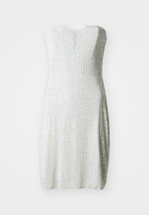 WAL G., OZZY V NECK EMBELLISHED MINI DRESS - Cocktailkjole / festkjole - silver