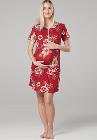 Chelsea Clark MATERNITY NURSING HOSPITAL WITH FLOWER - Noćna košulja - dark red