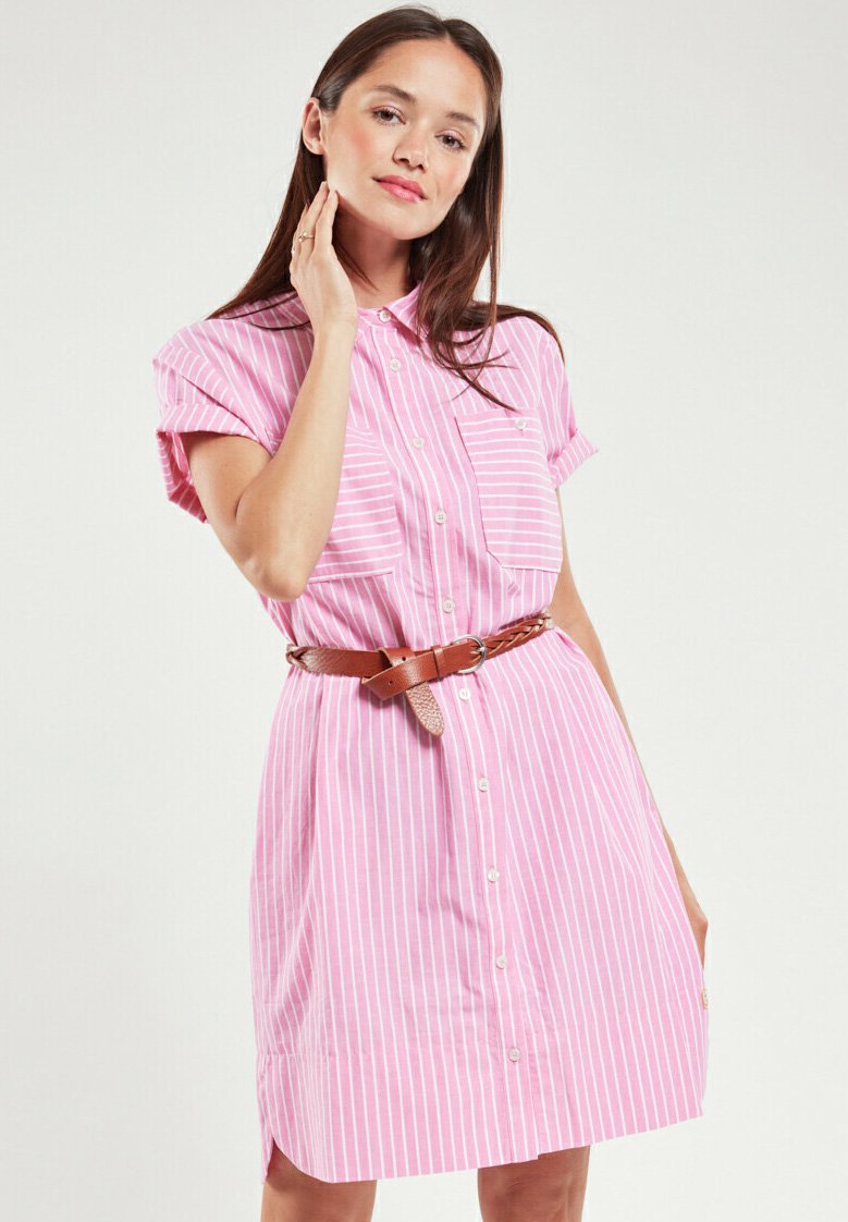 Robe Rayée H&M Fille 4-6 Ans - Rayures Verte, Blanche, Rose Et Jaune, Occasion Très Bon état