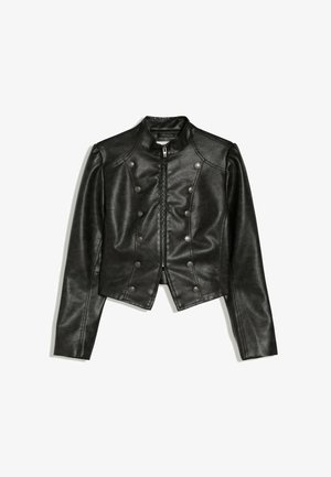Bershka, JACKET WITH BUTTON DETAIL - Veste en similicuir - blue-grey