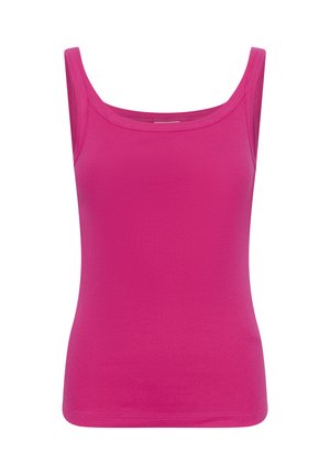Felroze mouwloze geribbelde tanktop met een vierkante halslijn en een aansluitend silhouet.