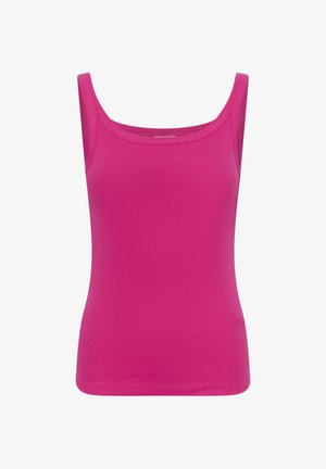 Felroze mouwloze geribbelde tanktop met een vierkante halslijn en een aansluitend silhouet.