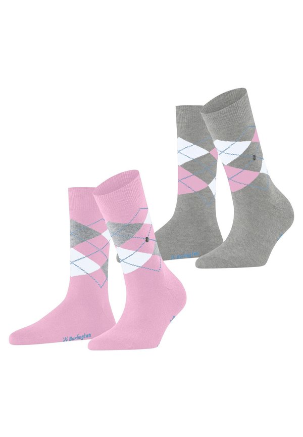 2ER PACK - ARGYLE, RAUTENMUSTER, CLIP, ONESIZE - Socken - rosa grau