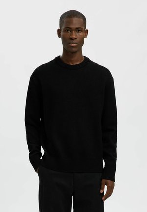 SLHARNE RELAXED CREW NECK - Strickpullover - black