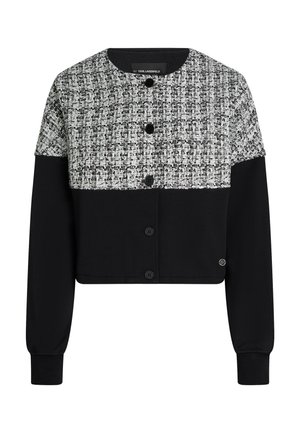 KARL LAGERFELD, BOUCLE PANEL RELAXED - Sweat zippé - black-bw e tower boucle