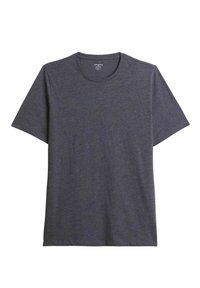 Mörkgrå kortärmad t-shirt, tillverkad av ett mjukt stickat material, med rund halsringning och avslappnad passform. Inga synliga mönster eller detaljer.