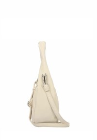 Borsa a tracolla beige in pelle con finitura testurizzata, forma affusolata, hardware in tono argento e tracolla regolabile.