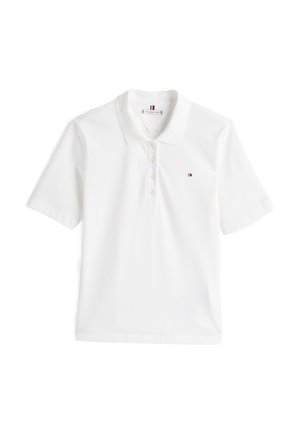 Witte poloshirt van katoen, met een klassieke kraag, korte mouwen, vijf knopen aan de voorkant en een klein logo op de linkerborst.
