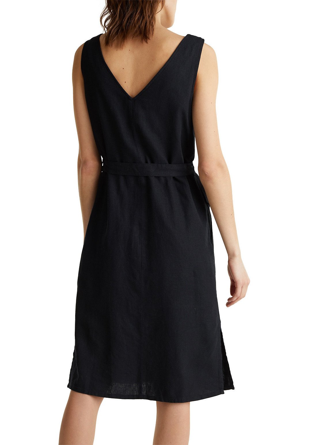 Esprit LEINEN-MIX: KLEID MIT KNOPFLEISTE - Freizeitkleid - black/schwarz -  Zalando.at