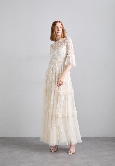 Needle & Thread SHIMMER DITSY LONG SLEEVE GOWN - Iltapuku - cream/cream
