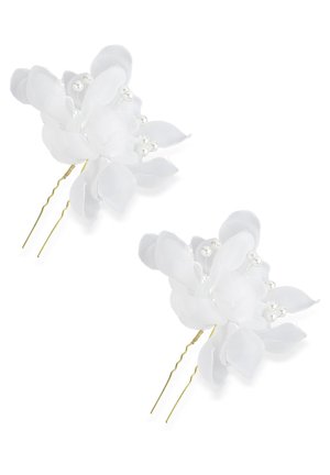 HAIRPIN WITH FLOWER AND BEADS 2 PACK - Accessori capelli - white /gold