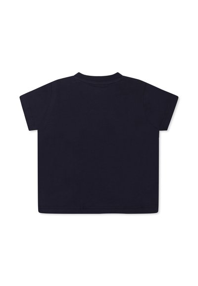 T-shirt a maniche corte di colore blu navy in cotone con scollo rotondo, caratterizzato da un taglio semplice e dritto, senza loghi o motivi visibili.