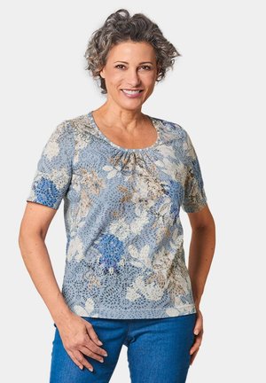 DRUCK MIT PERLEN - Print T-shirt - putty   blue