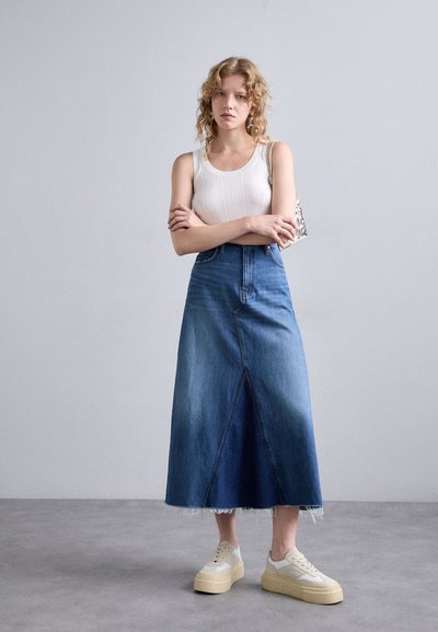 FRAME THE DOROTHY SKIRT - Denimová sukně - 
dark-blue denim