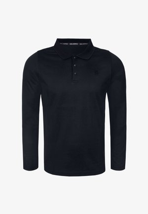 Czarna długosleeve'owa koszulka polo z klasycznym kołnierzykiem, trzema guzikami i subtelnym logiem. Wykonana z gładkiego, miękkiego materiału.