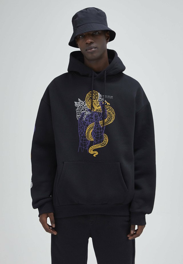 Kapuzenpullover - mottled dark grey