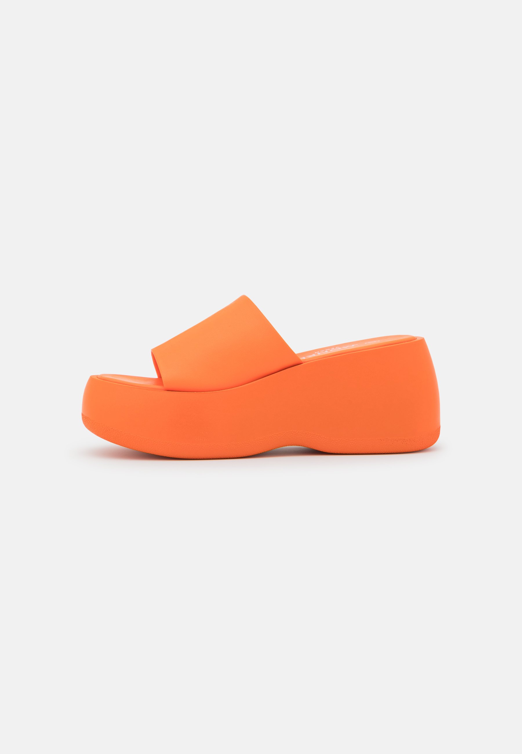 neon orange mules