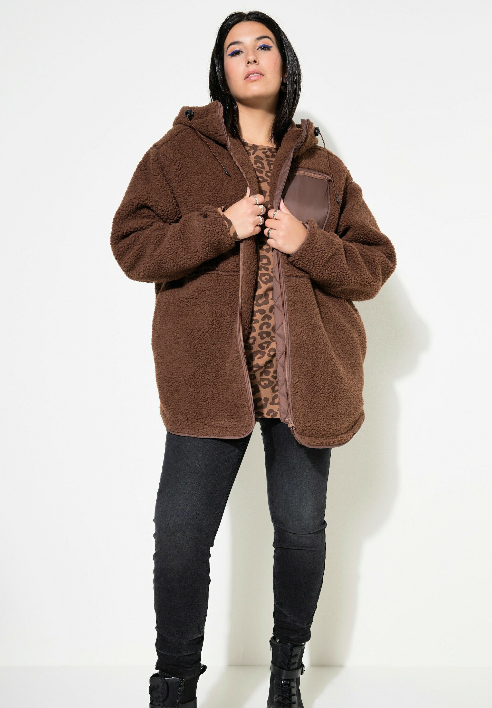 Studio Untold KAPUZE LANGARM - Kurzmantel - chestnut brown/braun