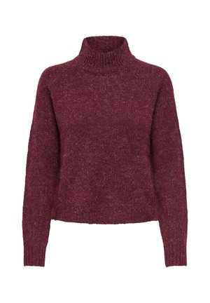 Bordeaux turtleneck sweater med struktureret strik, cropped pasform og lange ærmer. Blødt materiale med en fuzzy overflade og minimal detaljer.