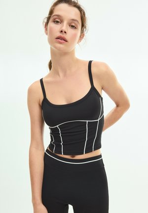 Stradivarius, CONTRAST PIPING CROP TOP - Top - black
