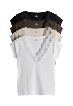 THE SET, 4 PACK  - T-shirts basic - black brown neutral white