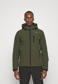 CMP - MAN JACKET ZIP HOOD - Softshell jakna - oil green/nero Miniaturna slika 1