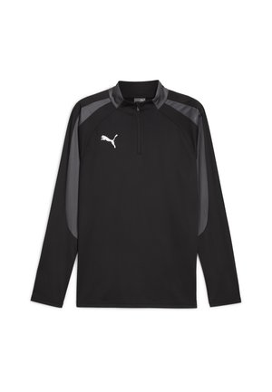 Puma INDIVIDUALLIGA 1/4 ZIP TOP - Tops ar garām piedurknēm - black  white shadow gray