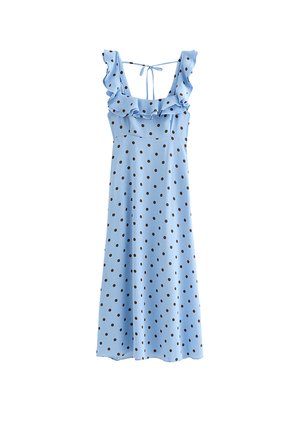 New Look, POLKA DOT RUFFLE TRIM MIDI DRESS - Vestito casual - brown pattern