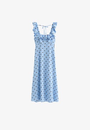New Look, POLKA DOT RUFFLE TRIM MIDI DRESS - Vestido informal - brown pattern