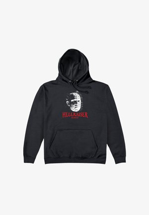 Czarna bluza z kapturem z grafiką twarzy postaci oraz napisami "HELLRAISER" na czerwono. Materiał bawełniany, z kieszenią z przodu.