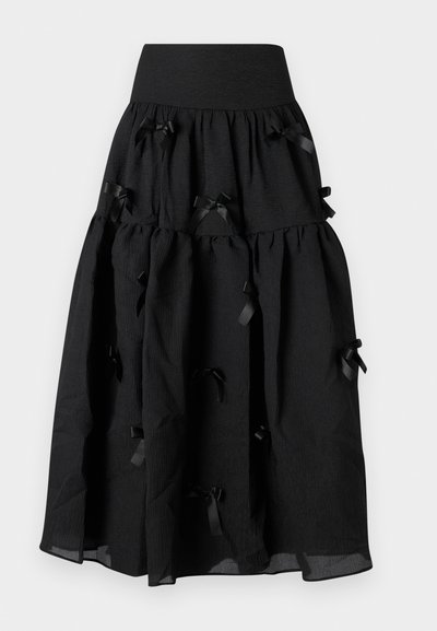 BIRDIE BOW MIDI SKIRT - Jupe trapèze - black