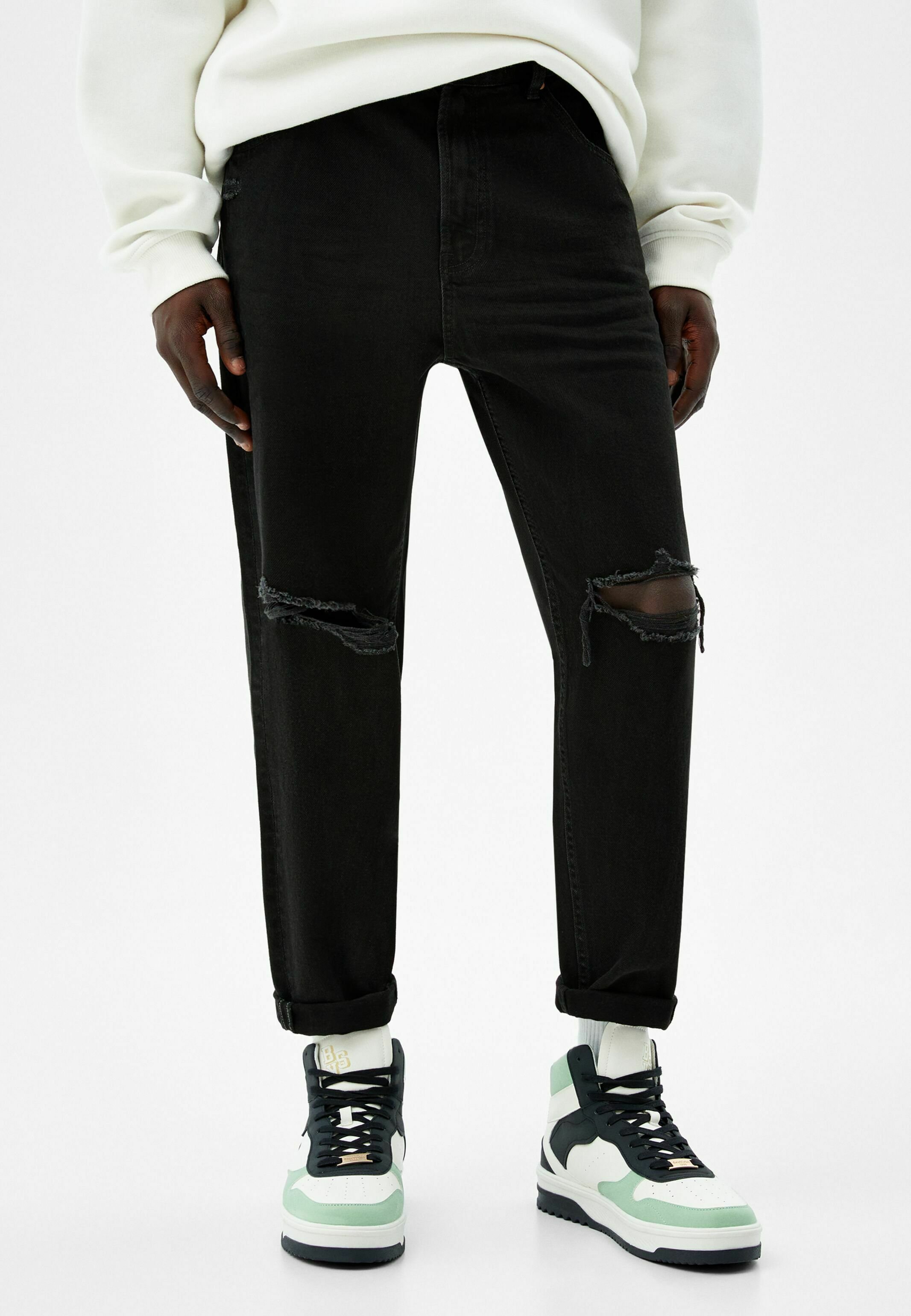 Bershka JOGGER RIPPED - Jeans baggy - black/nero - Zalando