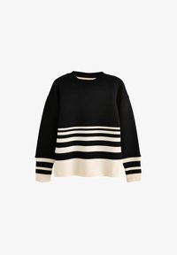 Unselected, monochrome black ecru cream stripe