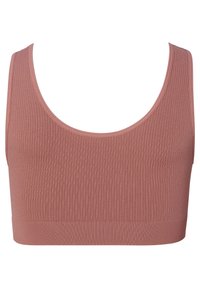 Ribbade bralette i damaskrosa, med rundad halsringning och breda axelband, tillverkad av mjukt, stretchigt tyg med en åtsittande midja.