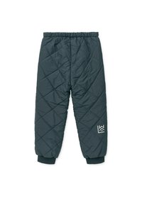 Γκρι παιδικό παντελόνι με ραμμένη σχεδίαση, ελαστική μέση, μανσέτες στους αστραγάλους και μικρό λογότυπο μπροστά, κατασκευασμένο από μαλακό, επενδυμένο υλικό.