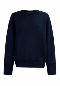 Effen zwart sweatshirt met ronde hals, lange mouwen en geribbelde boorden aan de mouwen en onderkant.