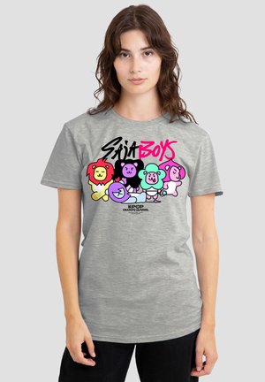 NETFLIX, KPOP DEMON HUNTERS  SAJA BOYS LION MASCOTS - Print T-shirt - mottled light grey