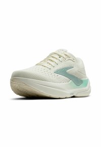 Brooks løbesko i off-white mesh, med en lys blå accent på siden, tekstureret sål og moderat polstring.