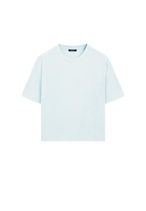 Massimo Dutti ROUND NECK SLEEVE STITCHING DETAIL  - T-shirts basic - light blue