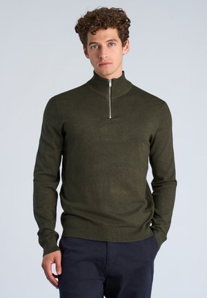 Lindbergh, ECOVERO HALF ZIP - Trui - deep olive mix