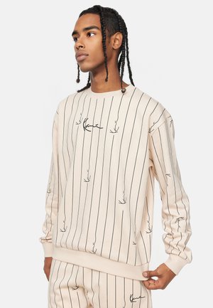 SMALL SIGNATURE LOGO PINSTRIPE CREW - Sweatshirt - cream