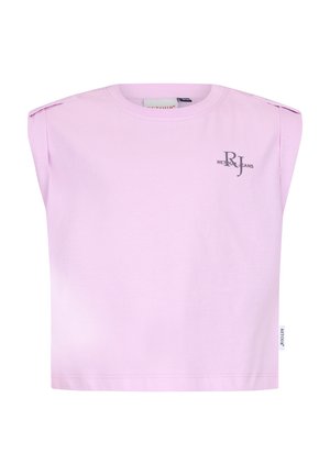Jasnofioletowy, bezrękawnik krótki top z wyściełanymi ramionami i logo "RJ Retour Jeans" na górnej lewej piersi.