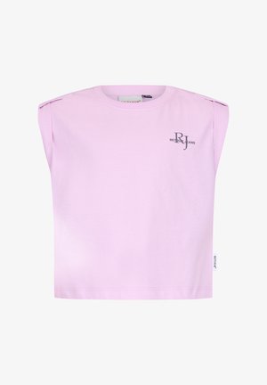 Lichtpaars mouwloos cropped top met gevoerde schouders en het logo "RJ Retour Jeans" op de linkerbovenborst.