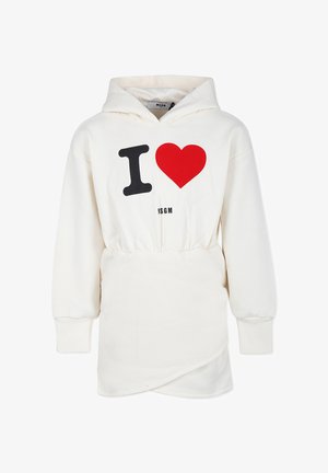 Felpa color crema con la scritta "I ♥" in grafica nera e rossa. Caratterizzata da un design con vita cinchata e maniche lunghe. Tessuto morbido.