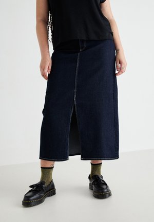 CARVERA SLIT SKIRT - Gonna di jeans - dark blue denim