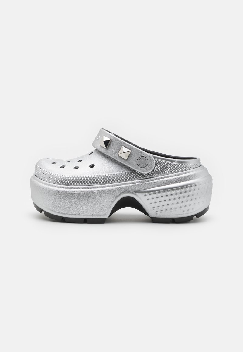 Crocs STOMP METALLIC UNISEX - Sabots - silver/argenté - ZALANDO.FR