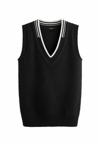 STITCH DETAIL V-NECK REGULAR FIT - Top - black