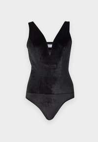 V NECK BODYSUIT - Viršus - black